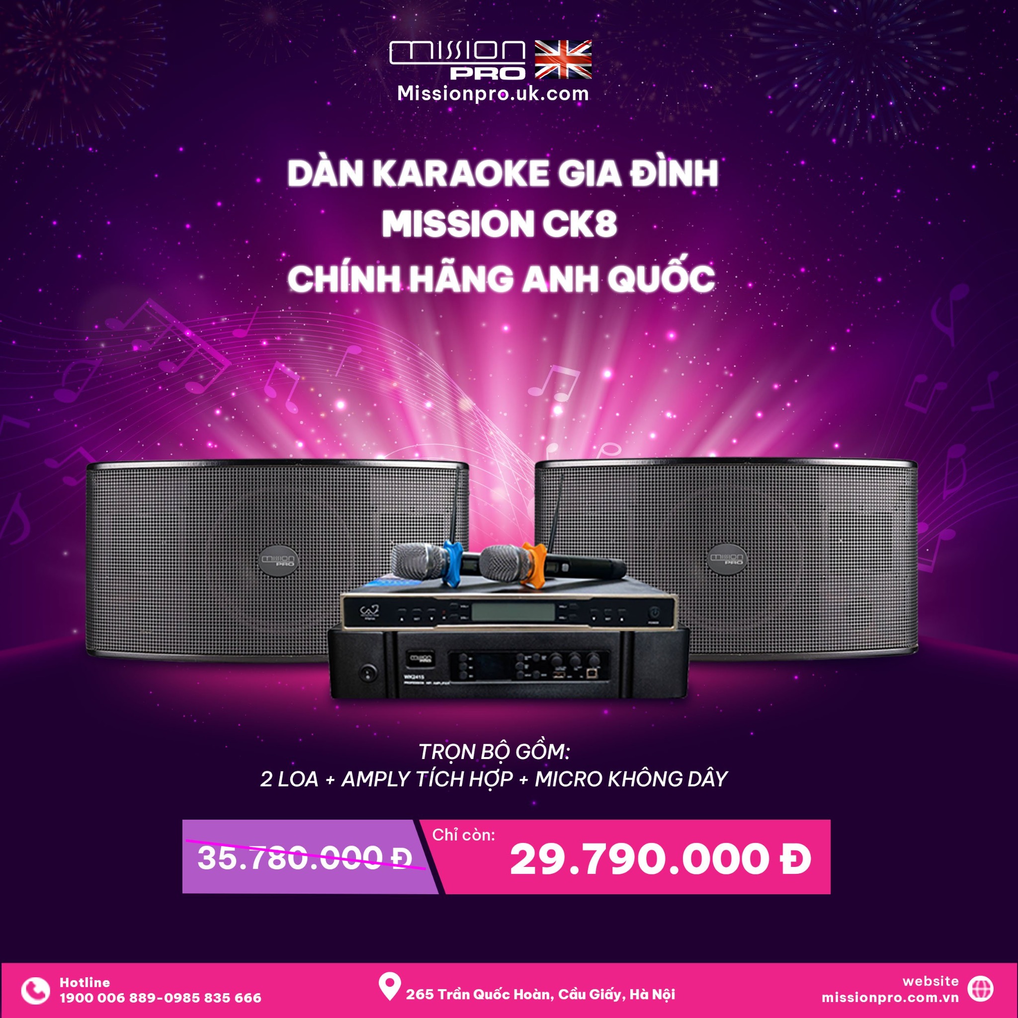 DÀN KARAOKE GIA ĐÌNH MISSION PRO CK-8